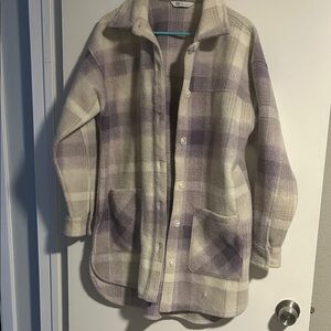 DSG Twitch + Allison Plaid Jacket in Cream and Purple
